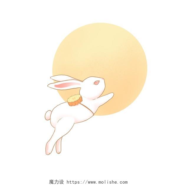 奔向月亮的兔子 中秋节兔子卡通 奔跑的兔子 PSD素材